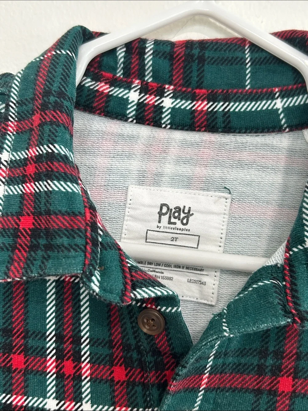 Little Sleepies Green Plaid Polo Romper Size 2T